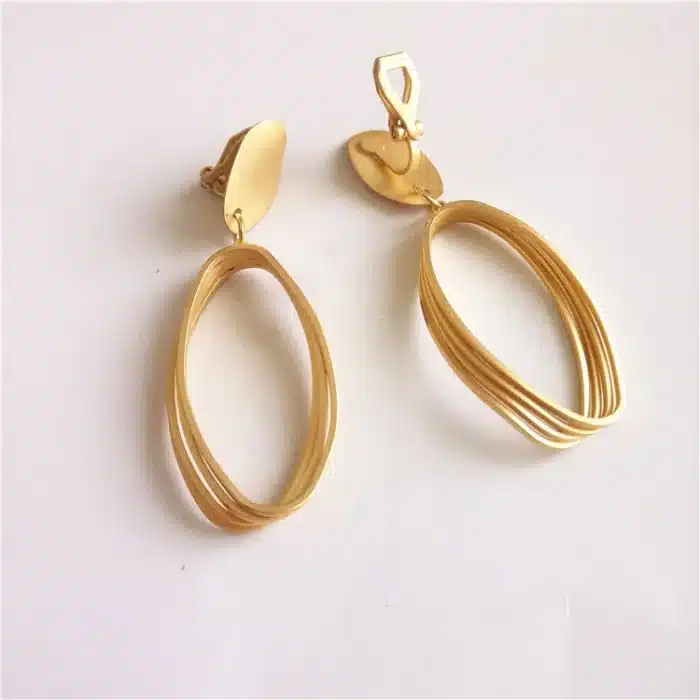 Boucles d'oreilles à Clip minimalistes coréennes, bijoux élégants couleur or, boucles d'oreilles à Clip Goemtric sans Piercing pour femmes 2