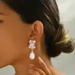 Boucles d'oreilles à clipser en forme de goutte d'eau, clips d'oreille, perle, pétales, exquis, élégant, bijoux luxueux, patients, banquet de mariage, mode, 216.239. 2
