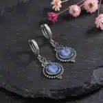 Boucles d'oreilles en argent Sterling 925 avec Kyanite naturelle pour femmes, cadeaux de mariage, bijoux, créoles Vintage 4