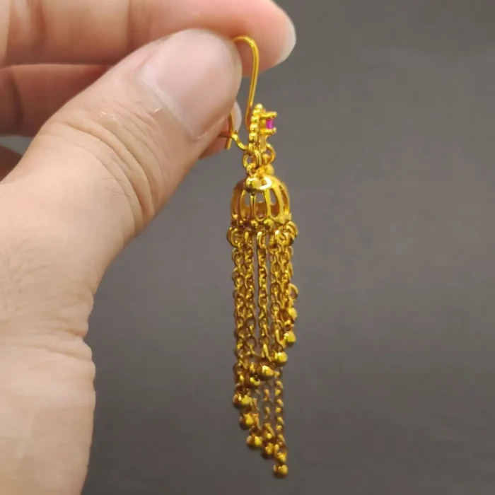 Boucles d'oreilles Style bohémien pour femmes, ethnique indienne, en laiton plaqué or, longue chaîne, pompon, bijoux Vintage, décoration d'oreille, nouvelle collection 4