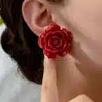 Boucles d'oreilles pour femmes, fleur de Rose rouge, rétro minimaliste géométrique, accessoires d'oreille, bijoux à la mode BE561 2