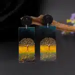 Boucles d'oreilles en acrylique pour femmes, Style de bon augure, couleur or, Design arbre de vie, impression Relievo, tendance rétro, bijoux, offre spéciale, 2025 2