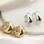 Clip d'oreille en forme de gouttelette de luxe léger français, sans trous d'oreille, accessoires de boucles d'oreilles simples et lisses de haute qualité pour femmes, nouvelle collection 11
