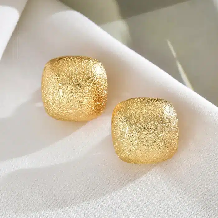 Boucles d'oreilles géométriques coréennes en métal givré, Clips d'oreille simples, personnalité de la mode, Non percés, bijoux cadeau pour femmes, nouvelle collection 2024 6