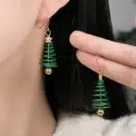 Boucles d'oreilles créatives en forme d'arbre de noël pour femmes et filles, nouvelle mode en alliage, bijoux cadeaux de fête de Festival de bonne année 1