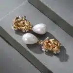 Boucles d'oreilles à clipser en forme de goutte d'eau, clips d'oreille, perle, pétales, exquis, élégant, bijoux luxueux, patients, banquet de mariage, mode, 216.239. 3