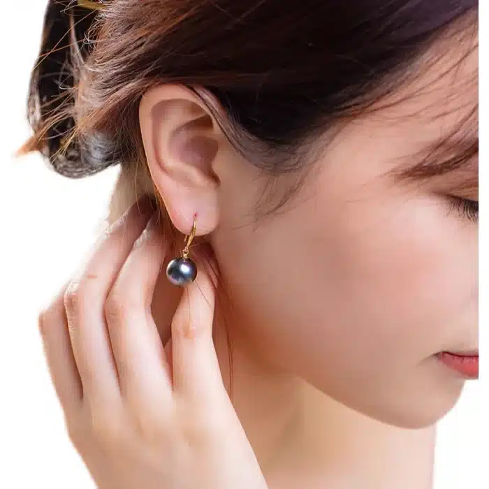 Boucles d'Oreilles en Perles Noires group Tahitain pour Femme, en Or 18K, Perle de Mer, Pendantes, Cadeau d'Anniversaire pour Fille, AU750 5