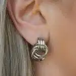 Boucles d'oreilles coréennes en cuivre pour femmes, 1/3 paires, Vintage, Triple nœud, couleur or uni, grandes boucles d'oreilles Huggies, bijoux de fête 5