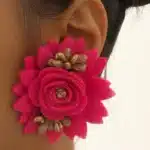 Boucles d'oreilles à clous pour femmes, fil de maille tridimensionnel multicouche, fausse fleur multicolore, accessoires d'oreille CE291 1