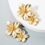 Boucles d'oreilles Vintage en métal pour femmes, fleur, Premium, exagéré, doré, nouvelle mode, bijoux de fête, accessoires, cadeaux 2025 2