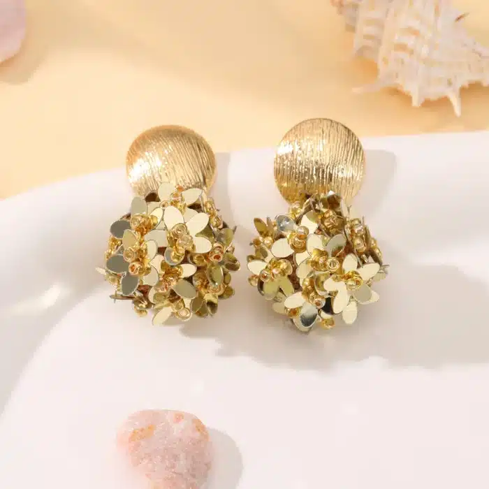 INKDEW fleur pétale perles grandes boucles d'oreilles rondes pour femmes longues boucles d'oreilles à la main mode bijoux cadeau boho EA153 4