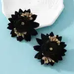 Boucles d'oreilles à clous pour femmes, fil de maille tridimensionnel multicouche, fausse fleur multicolore, accessoires d'oreille CE291 4