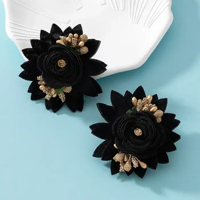 Boucles d'oreilles à clous pour femmes, fil de maille tridimensionnel multicouche, fausse fleur multicolore, accessoires d'oreille CE291 4