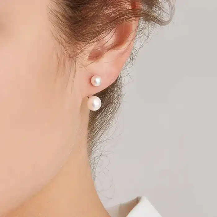 Huitan Double Imitation perle boucles d'oreilles pour femmes Design créatif mode polyvalent femme boucle d'oreille usage quotidien tempérament bijoux 6
