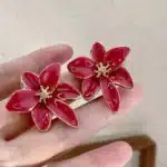 Boucles d'oreilles Vintage en émail rouge pour femmes, mode douce goutte d'huile, personnalité, bijoux de voyage et de mariage 1