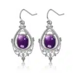 Boucles d'oreilles ovales en argent Sterling 925, Labradorite naturelle, 8x10mm, bijoux ethniques Vintage, cadeau pour femmes 5
