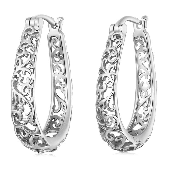 Boucle d'oreille argent massif ethnique