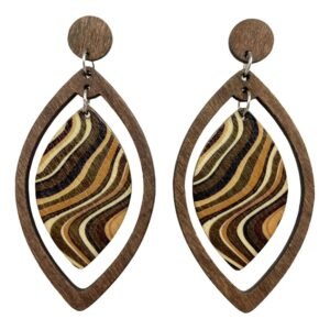 Boucle d'oreille en bois ethnique