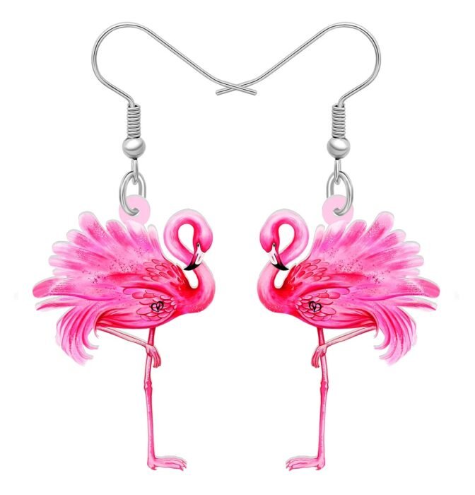 Boucle d'oreille flamant rose