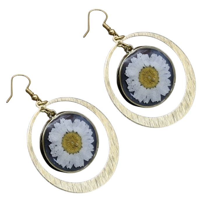 Boucle d'oreille fleur séchée