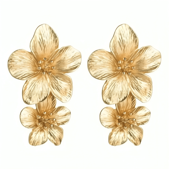 Boucles d'oreilles fleurs dorees