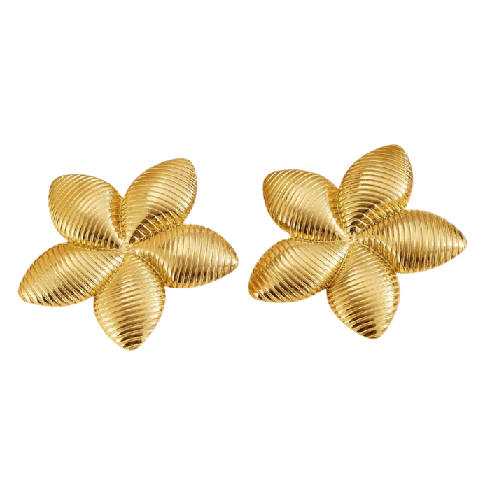 Boucle d'oreille grosse fleur dorée