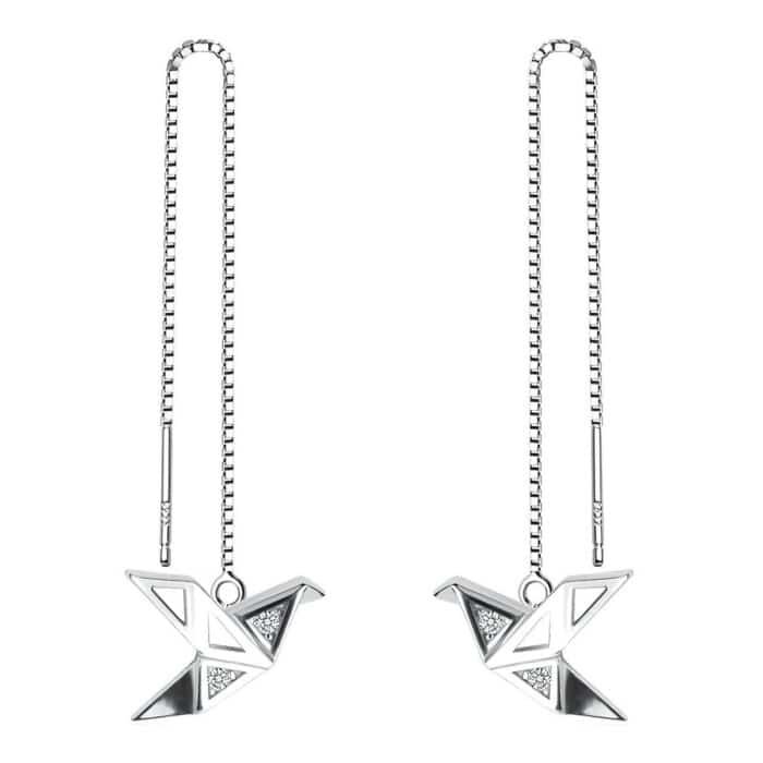 Boucle d'oreille oiseau origami