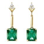 Boucle d'oreille pendante pierre verte