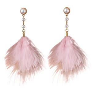 Boucle d'oreille pendante rose poudré