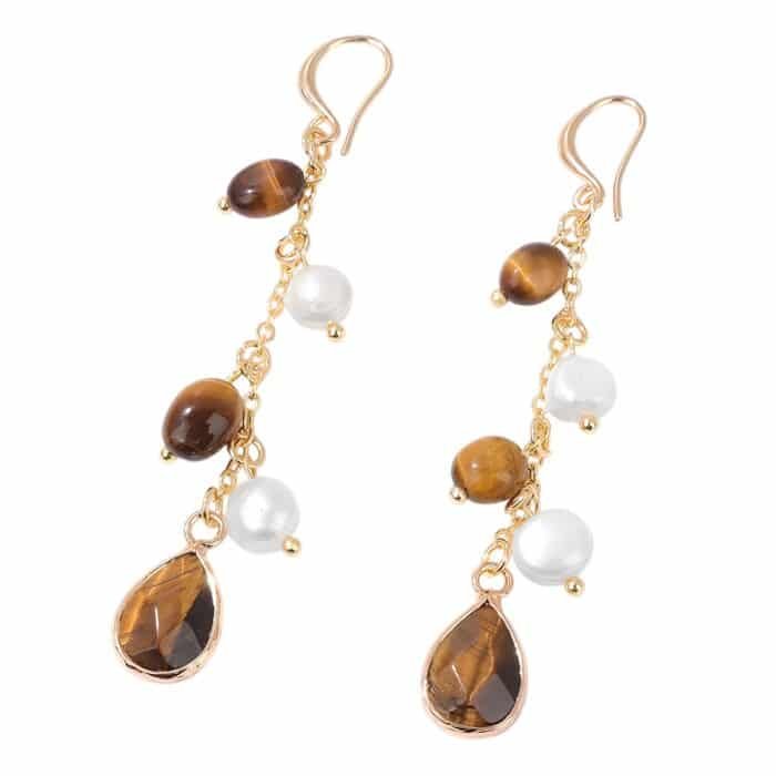 Boucles d'oreilles pendantes pierres naturelles