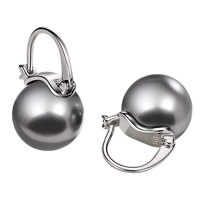 Boucle d'oreille perle grise