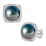 Boucle d'oreille perle noire de Tahiti