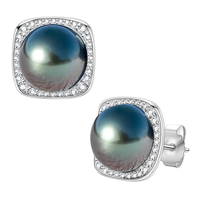 Boucle d'oreille perle noire de Tahiti