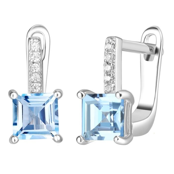 Boucle d'oreille pierre bleu