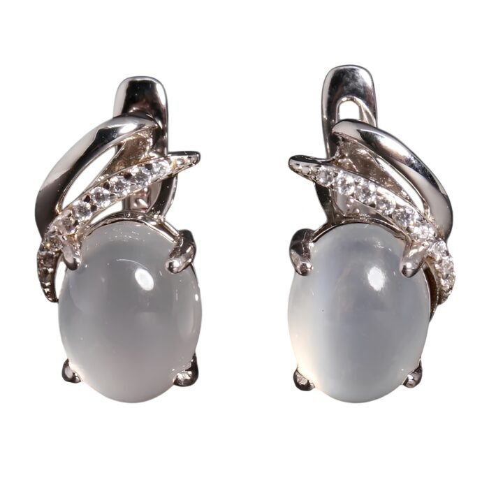 Boucle d'oreille pierre de lune argent