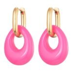 Boucle d'oreille rose fluo