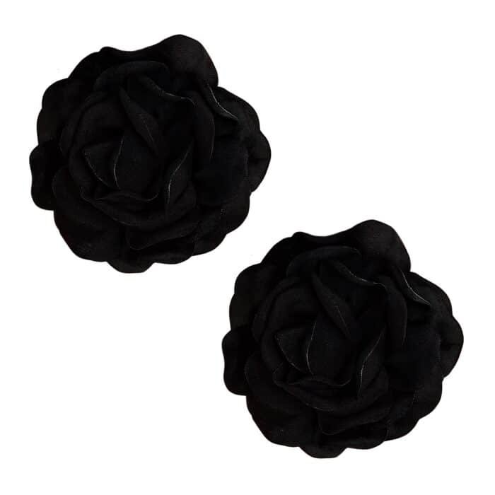 Boucle d'oreille rose noire