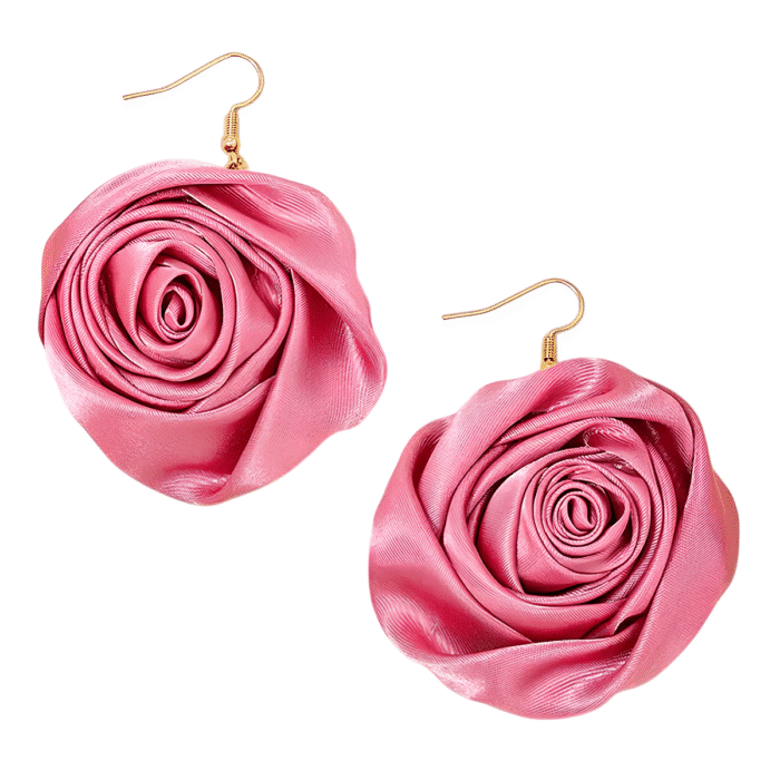 Boucle d'oreille rose pendante
