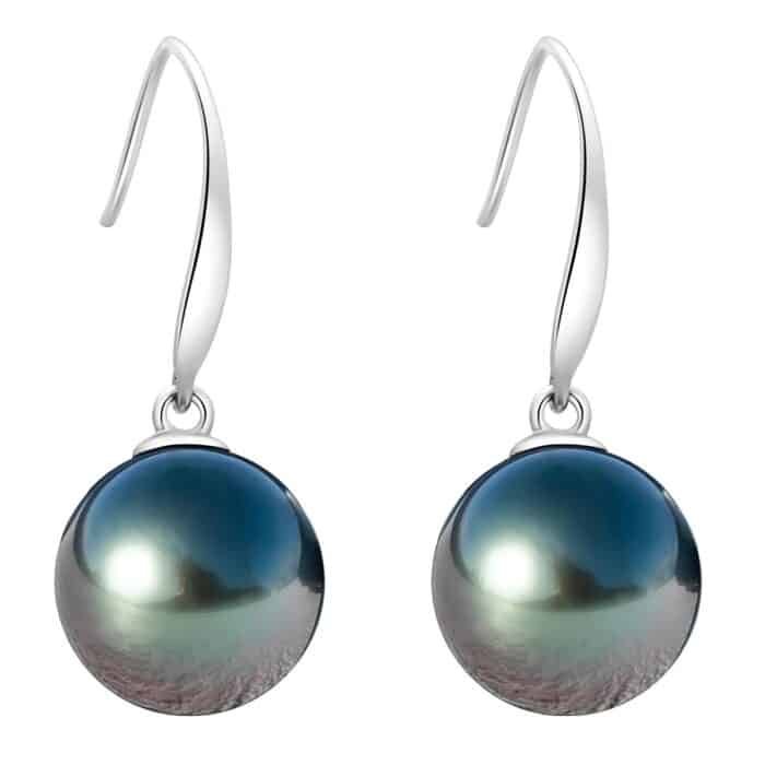 Boucle d'oreille perle de Tahiti or blanc