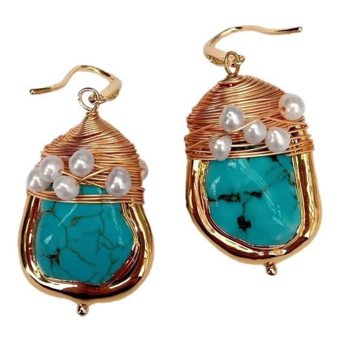 Boucle d'oreille turquoise pendante