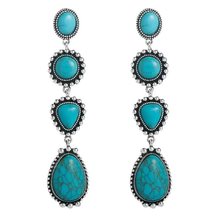 Boucles d'oreilles turquoises pendantes