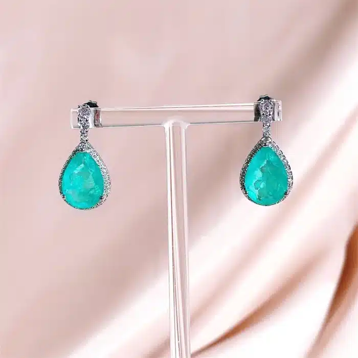 Cellacity Paraiba – boucles d'oreilles en forme de goutte d'eau pour femme, bijoux fins en argent 925, pierres précieuses, pour fête de mariage 8