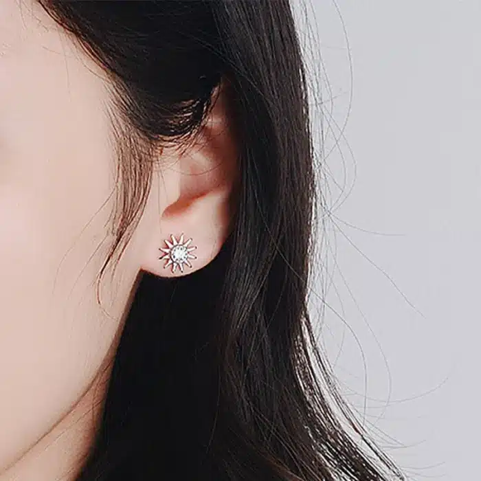 TrustDavis réel 925 en argent Sterling douce asymétrie scintillante CZ lune étoile boucle d'oreille pour les femmes fête bijoux fins cadeau DA2141 3