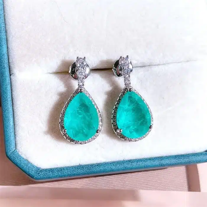 Cellacity Paraiba – boucles d'oreilles en forme de goutte d'eau pour femme, bijoux fins en argent 925, pierres précieuses, pour fête de mariage 26