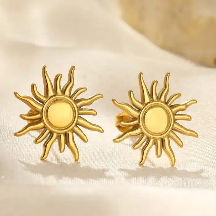 Boucles d'oreilles soleil rétro en acier inoxydable, plantes de tempérament élégantes, tournesol, bijoux pour dames, vêtements pour les déplacements quotidiens 5
