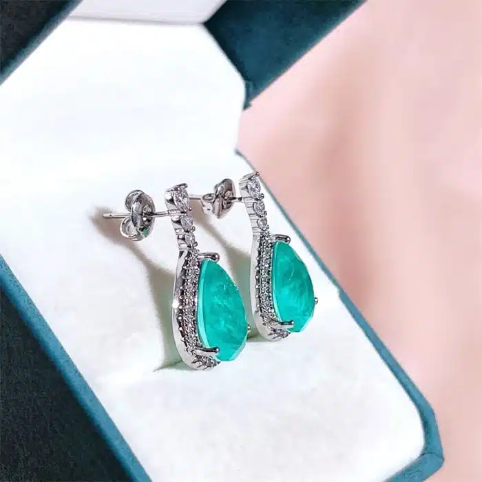 Cellacity Paraiba – boucles d'oreilles en forme de goutte d'eau pour femme, bijoux fins en argent 925, pierres précieuses, pour fête de mariage 4