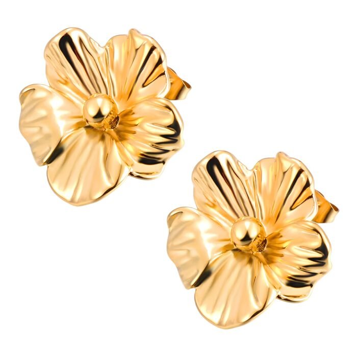 Boucle d'oreille fleur acier inoxydable
