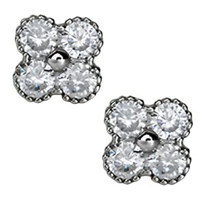 Puce d'oreille trefle argent