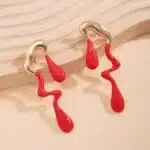 IngeSight.Z rétro irrégulier multicolore goutte d'huile gouttelette boucles d'oreilles pour les femmes à la mode Long pendentif boucles d'oreilles fête de noël 8