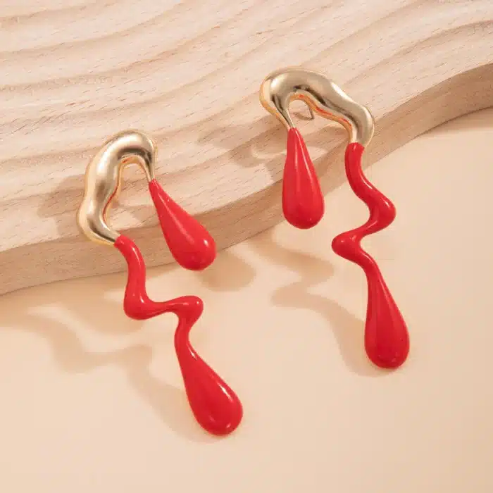 IngeSight.Z rétro irrégulier multicolore goutte d'huile gouttelette boucles d'oreilles pour les femmes à la mode Long pendentif boucles d'oreilles fête de noël 8